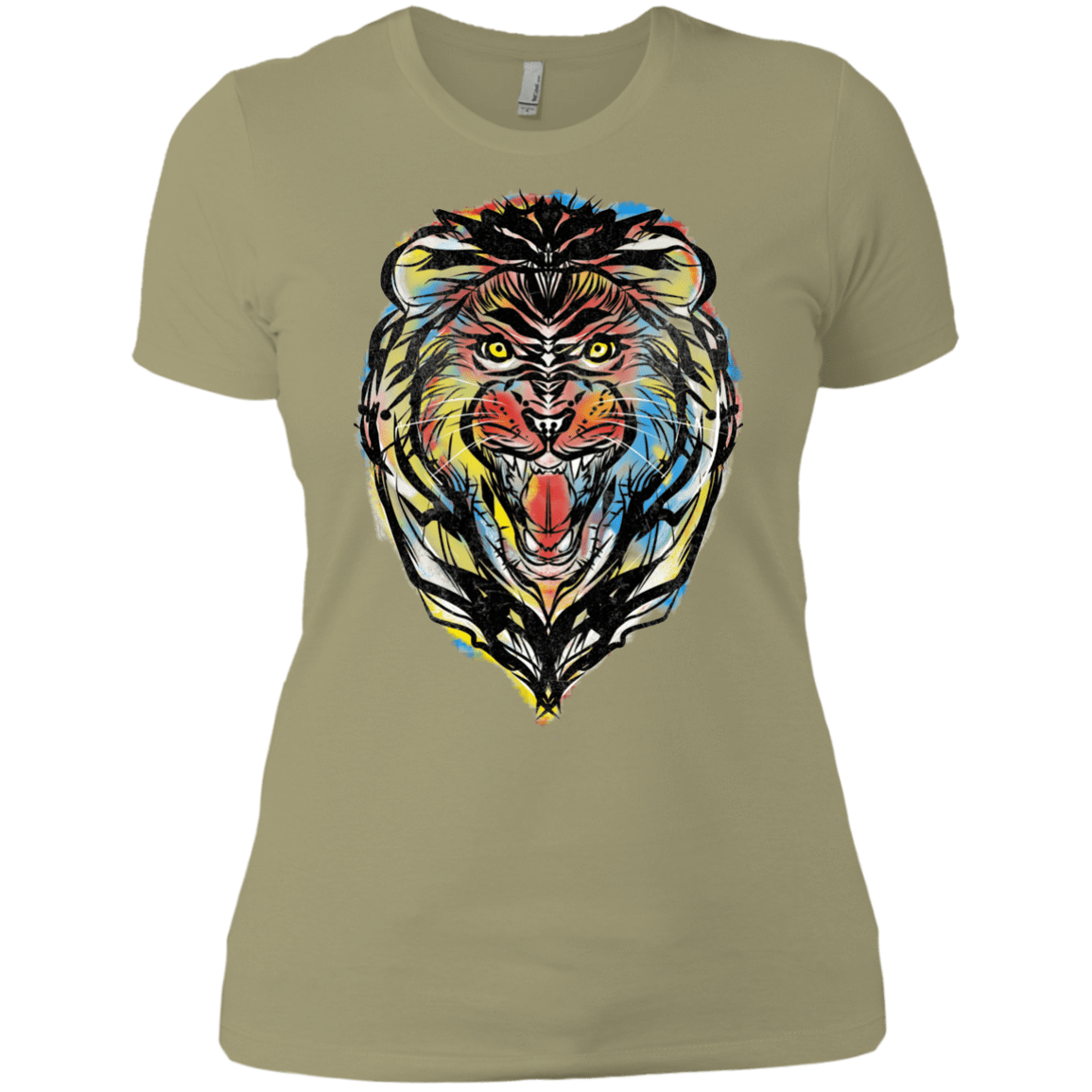 T-Shirts Light Olive / X-Small Stencil Lion Women's Premium T-Shirt