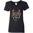T-Shirts Black / S Stencil Lion Women's V-Neck T-Shirt