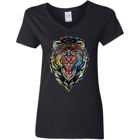 T-Shirts Black / S Stencil Lion Women's V-Neck T-Shirt