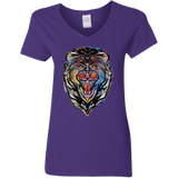 T-Shirts Purple / S Stencil Lion Women's V-Neck T-Shirt