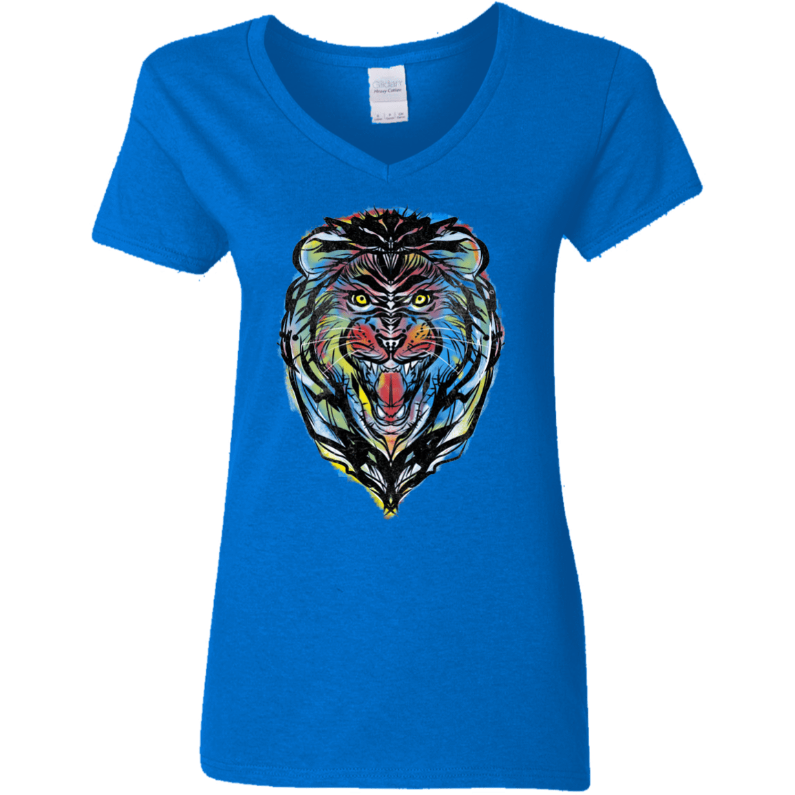 T-Shirts Royal / S Stencil Lion Women's V-Neck T-Shirt
