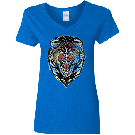 T-Shirts Royal / S Stencil Lion Women's V-Neck T-Shirt