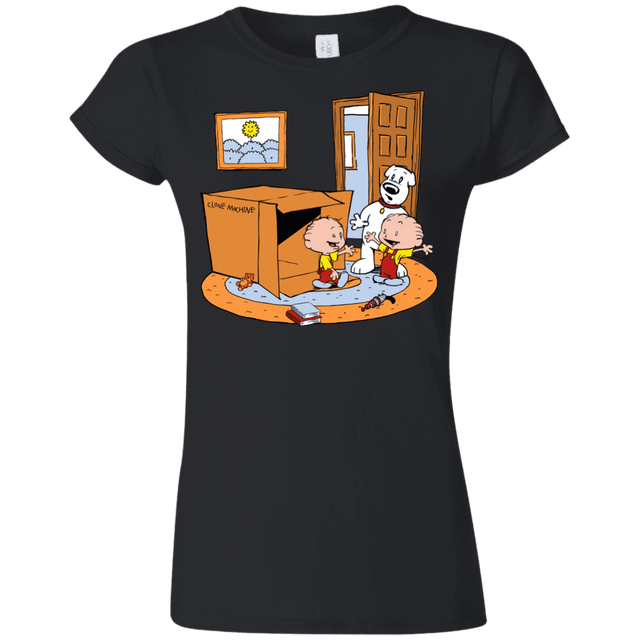 T-Shirts Black / S Stewie and Brian Junior Slimmer-Fit T-Shirt