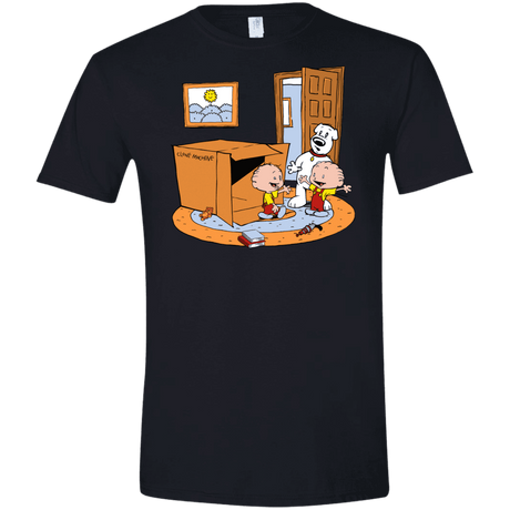 T-Shirts Black / X-Small Stewie and Brian Men's Semi-Fitted Softstyle