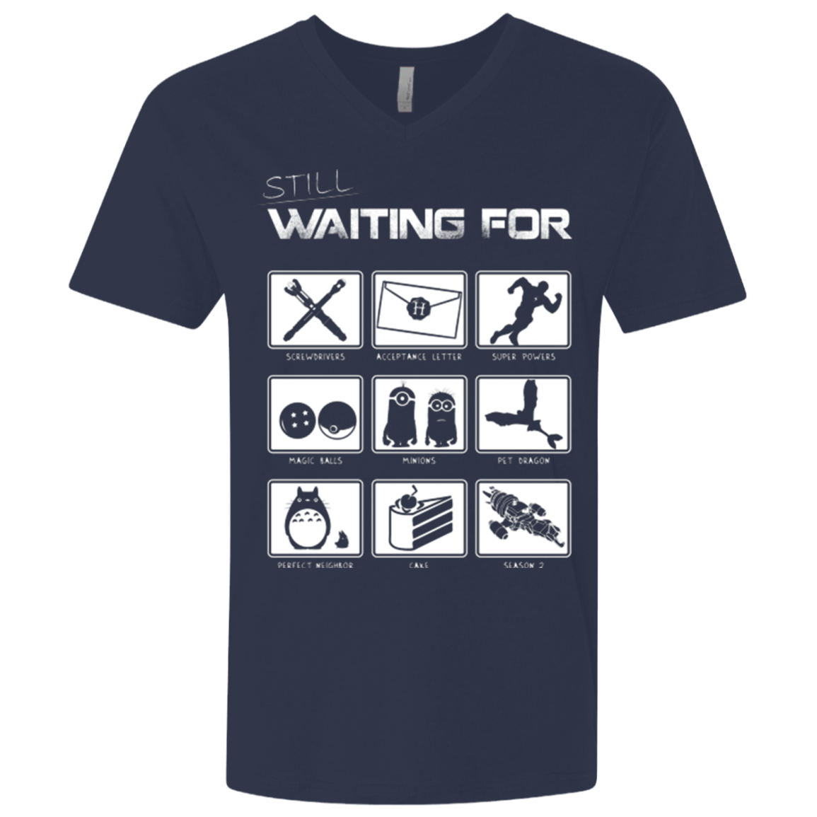 T-Shirts Midnight Navy / X-Small Still Waiting Part 2 Men's Premium V-Neck