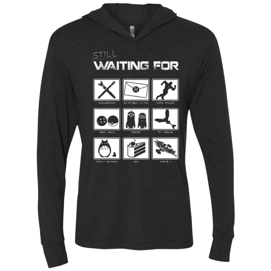 T-Shirts Vintage Black / X-Small Still Waiting Part 2 Triblend Long Sleeve Hoodie Tee