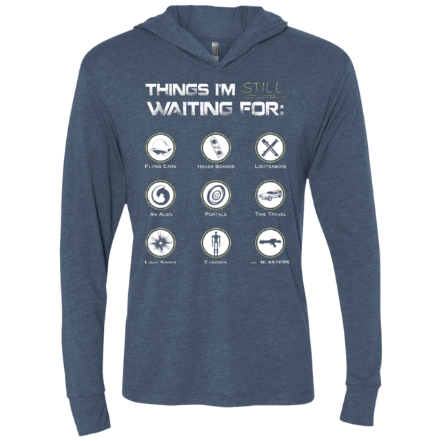 T-Shirts Indigo / X-Small Still Waiting Triblend Long Sleeve Hoodie Tee