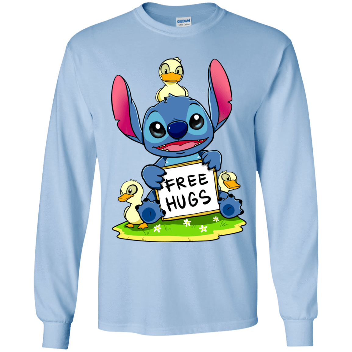 T-Shirts Light Blue / YS Stitch Hug Youth Long Sleeve T-Shirt