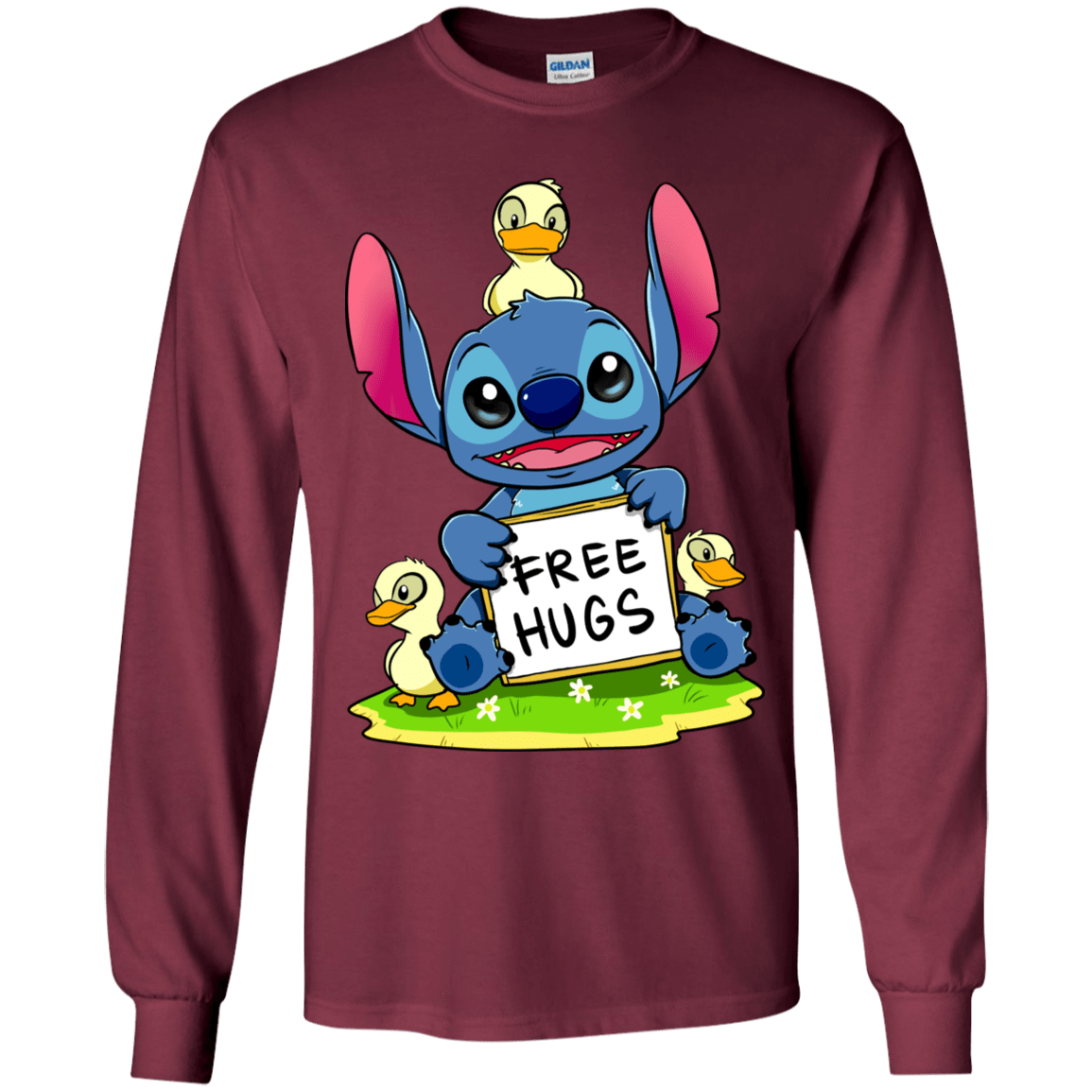 T-Shirts Maroon / YS Stitch Hug Youth Long Sleeve T-Shirt