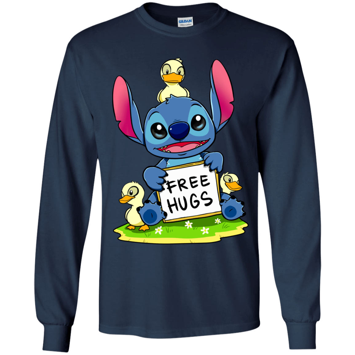 T-Shirts Navy / YS Stitch Hug Youth Long Sleeve T-Shirt