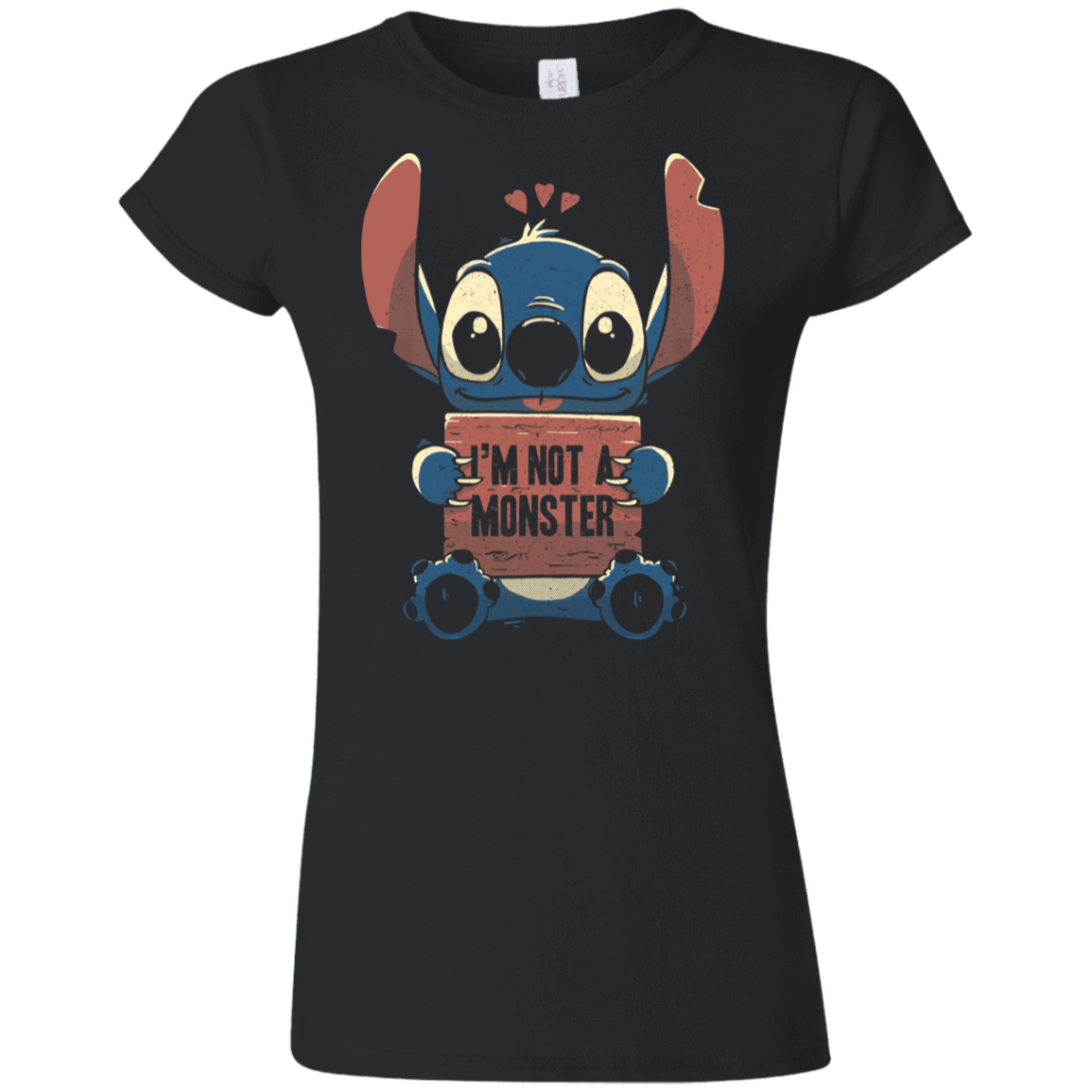 T-Shirts Black / S Stitch Not a Monster Junior Slimmer-Fit T-Shirt