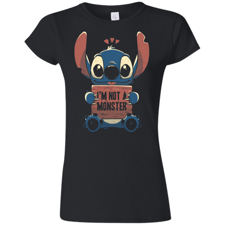 T-Shirts Black / S Stitch Not a Monster Junior Slimmer-Fit T-Shirt