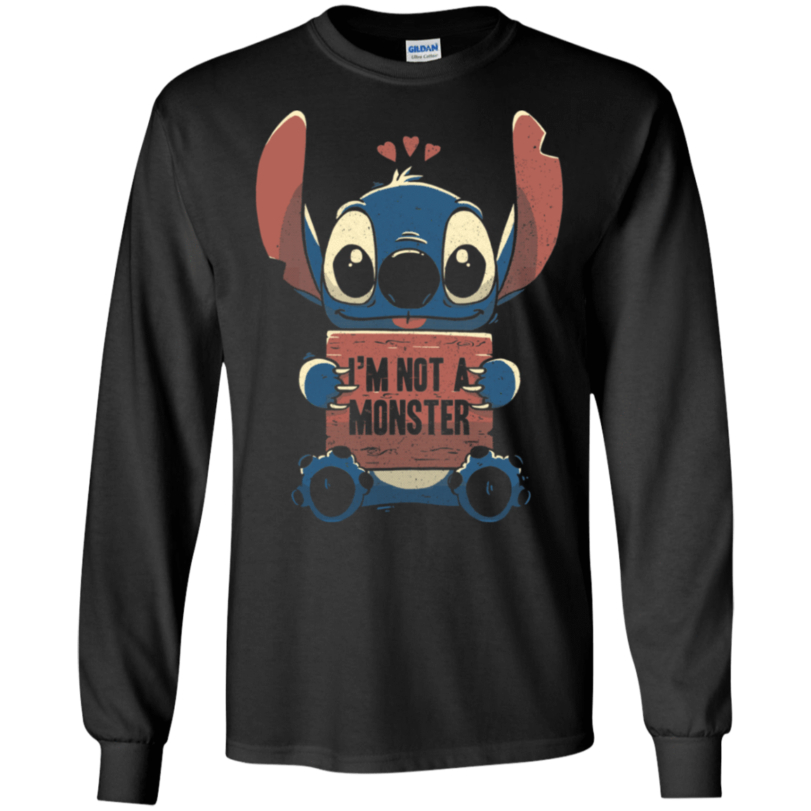 T-Shirts Black / S Stitch Not a Monster Men's Long Sleeve T-Shirt