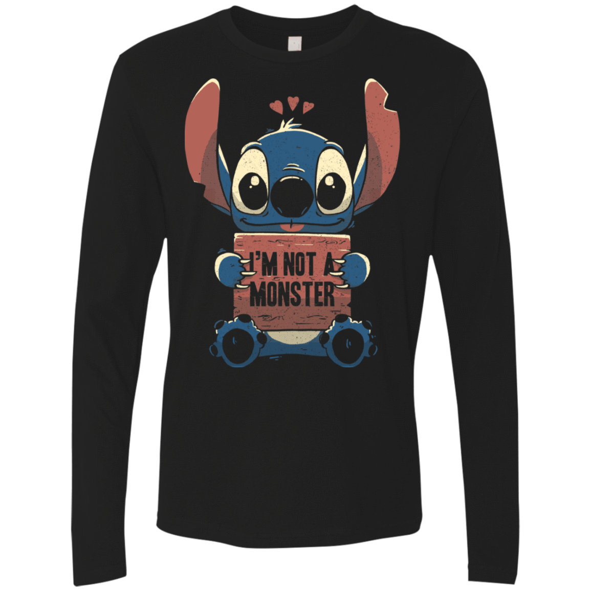 T-Shirts Black / S Stitch Not a Monster Men's Premium Long Sleeve