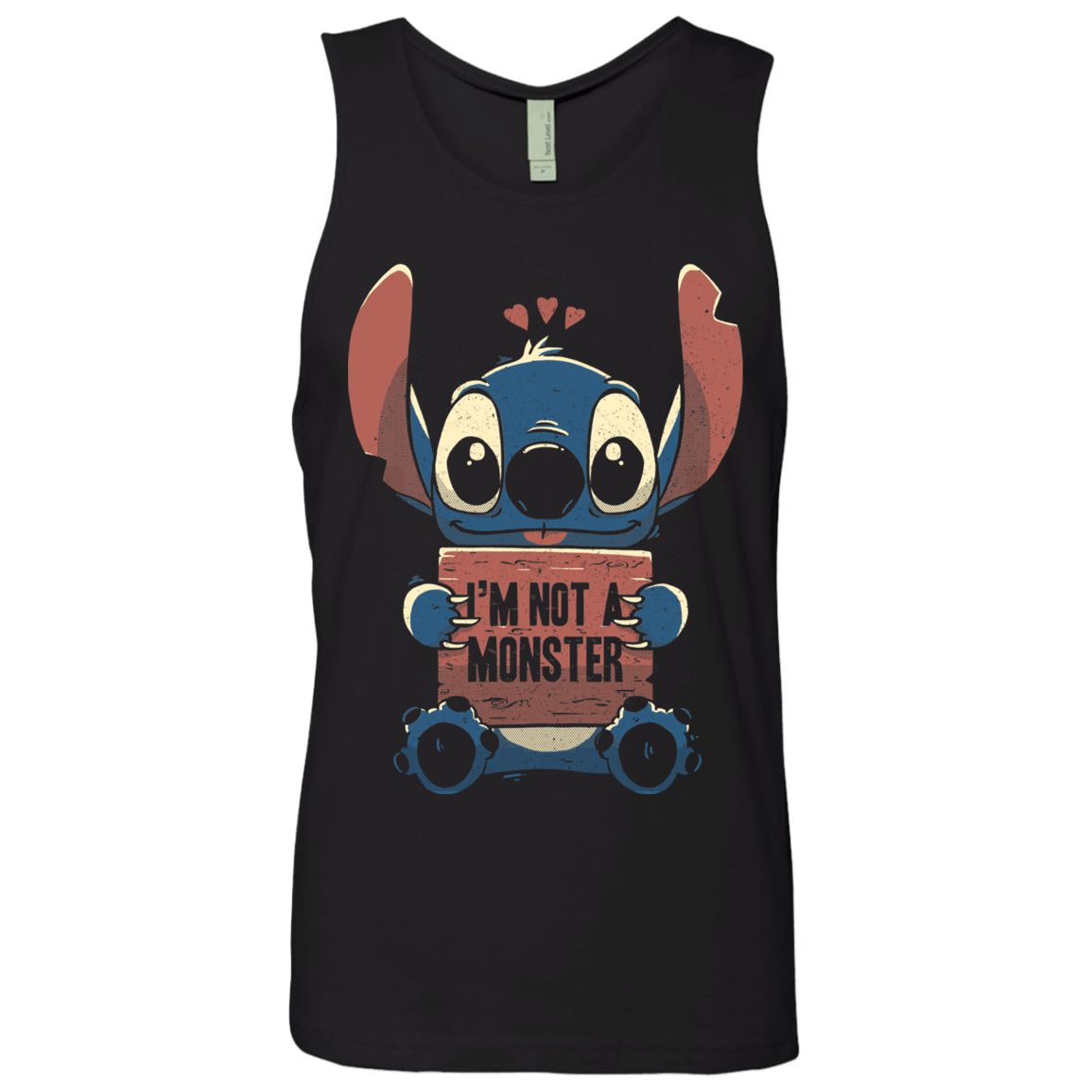 T-Shirts Black / S Stitch Not a Monster Men's Premium Tank Top