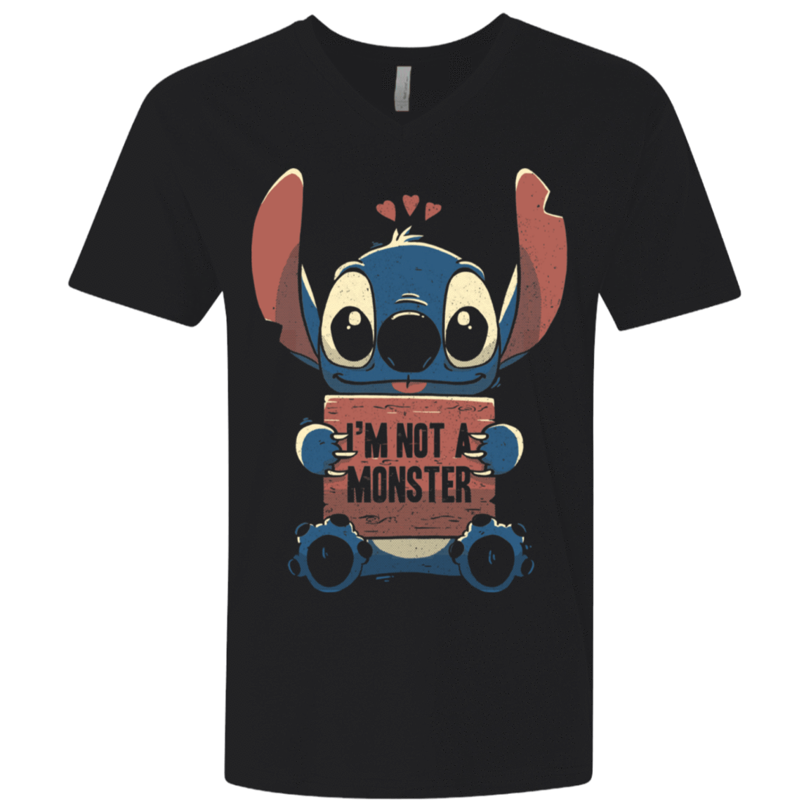 T-Shirts Black / X-Small Stitch Not a Monster Men's Premium V-Neck