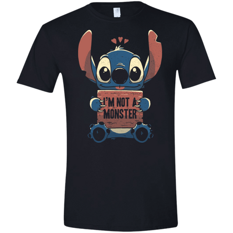 T-Shirts Black / X-Small Stitch Not a Monster Men's Semi-Fitted Softstyle