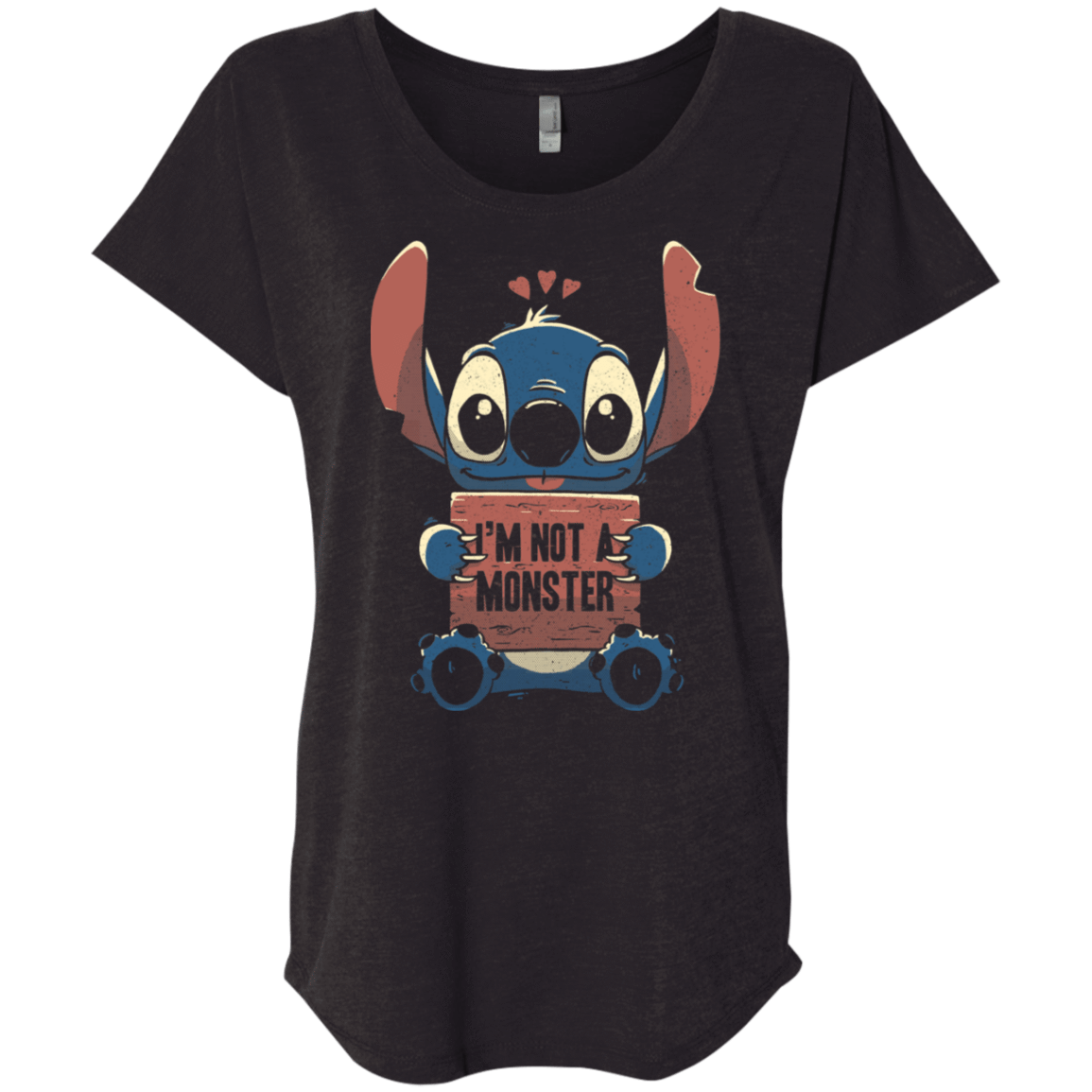 T-Shirts Vintage Black / X-Small Stitch Not a Monster Triblend Dolman Sleeve