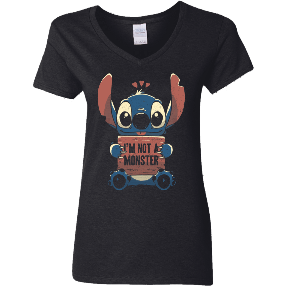 T-Shirts Black / S Stitch Not a Monster Women's V-Neck T-Shirt