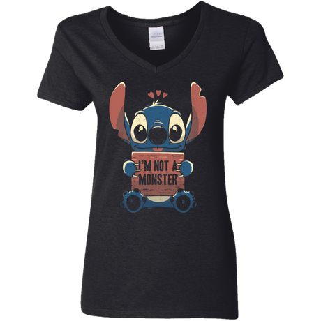 T-Shirts Black / S Stitch Not a Monster Women's V-Neck T-Shirt