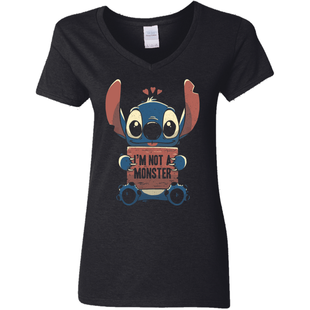 T-Shirts Black / S Stitch Not a Monster Women's V-Neck T-Shirt