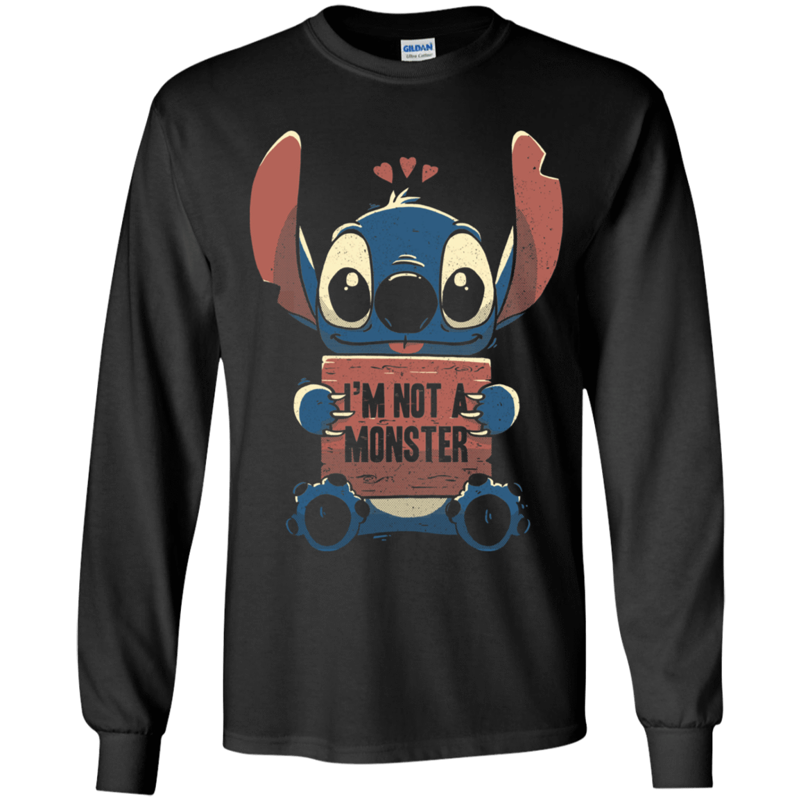 T-Shirts Black / YS Stitch Not a Monster Youth Long Sleeve T-Shirt
