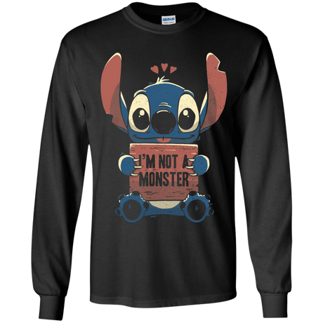 T-Shirts Black / YS Stitch Not a Monster Youth Long Sleeve T-Shirt