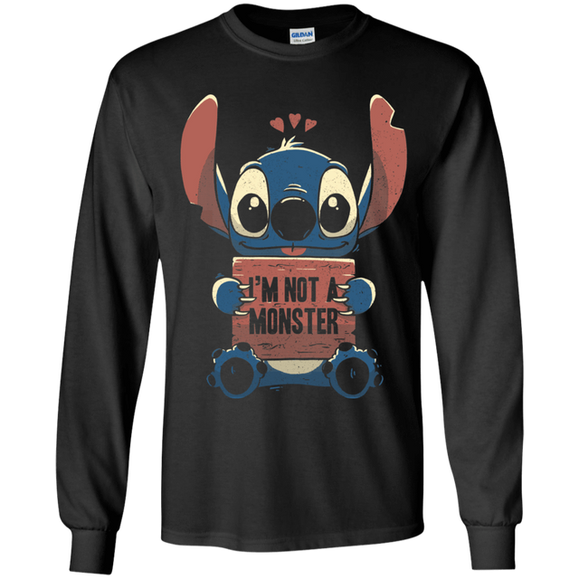 T-Shirts Black / YS Stitch Not a Monster Youth Long Sleeve T-Shirt