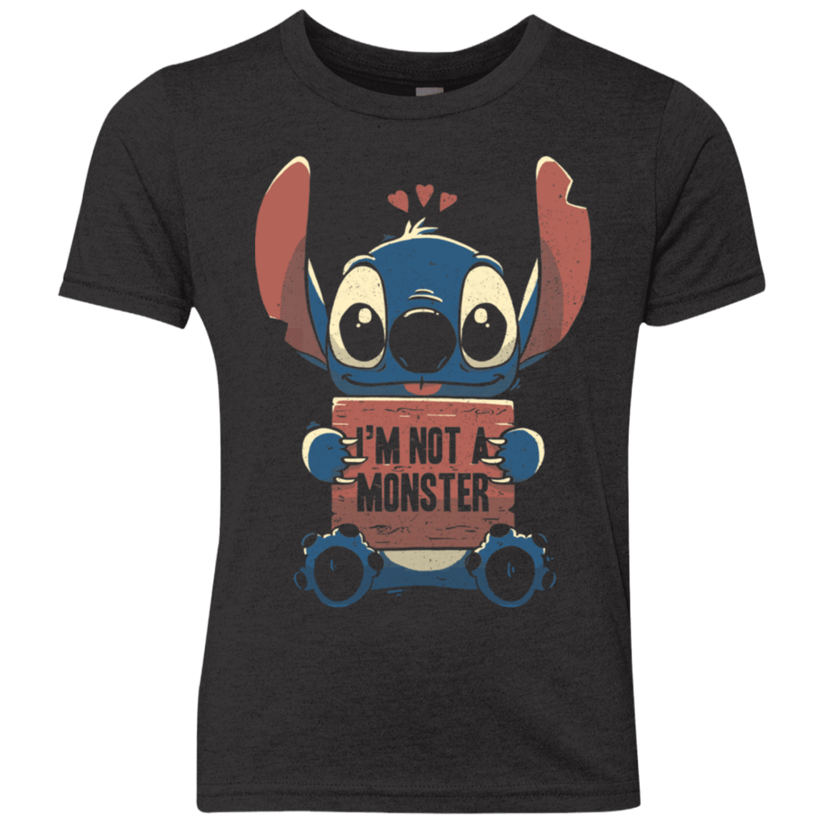 T-Shirts Vintage Black / YXS Stitch Not a Monster Youth Triblend T-Shirt