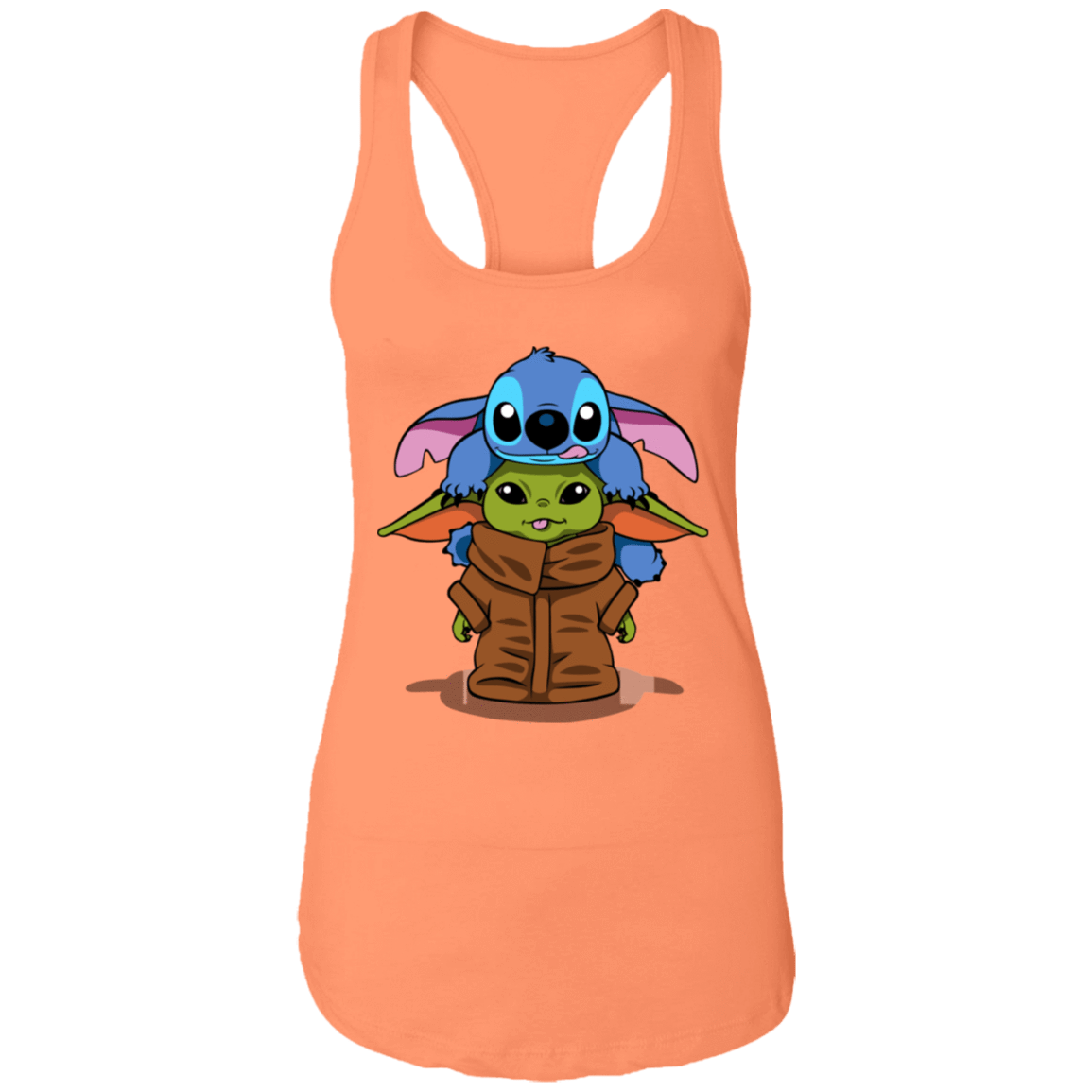 T-Shirts Light Orange / X-Small Stitch Yoda Women's Premium Racerback Tank