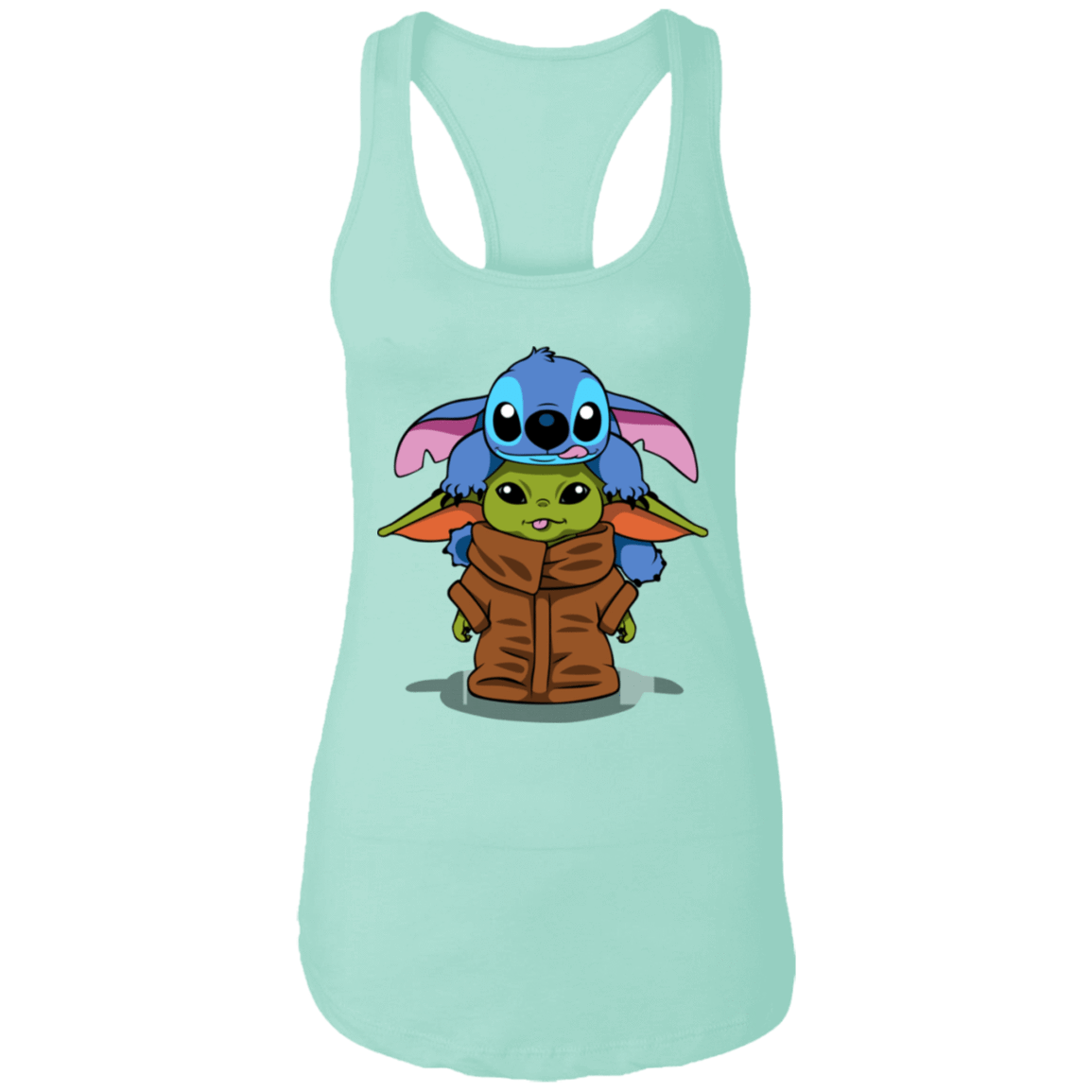 T-Shirts Mint / X-Small Stitch Yoda Women's Premium Racerback Tank