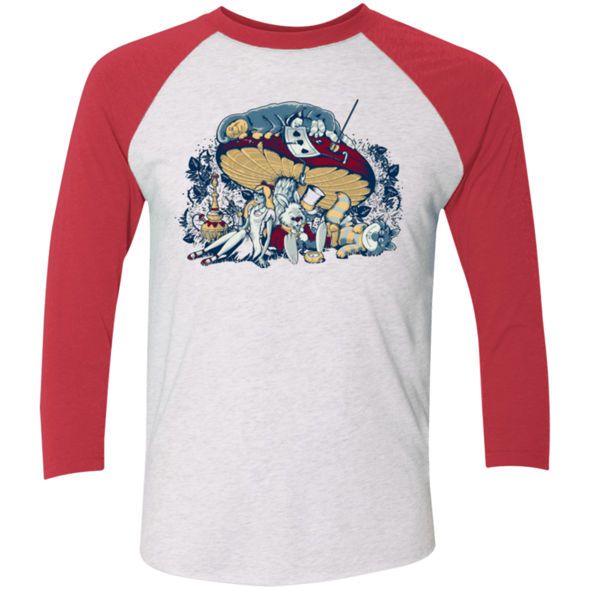 T-Shirts Heather White/Vintage Red / X-Small STONED IN WONDERLAND Triblend 3/4 Sleeve