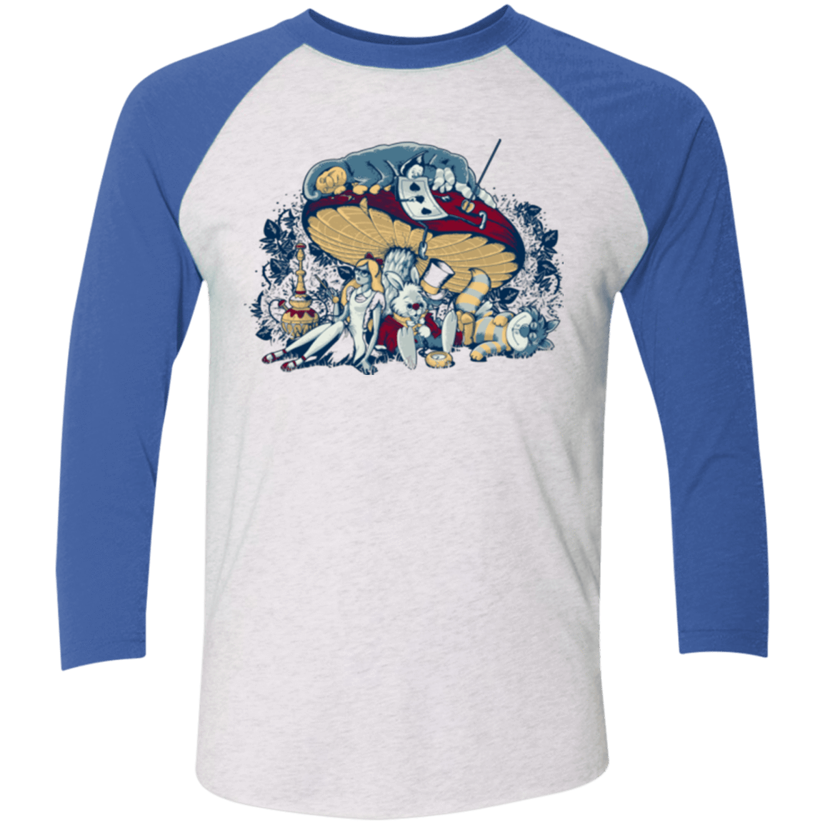 T-Shirts Heather White/Vintage Royal / X-Small STONED IN WONDERLAND Triblend 3/4 Sleeve