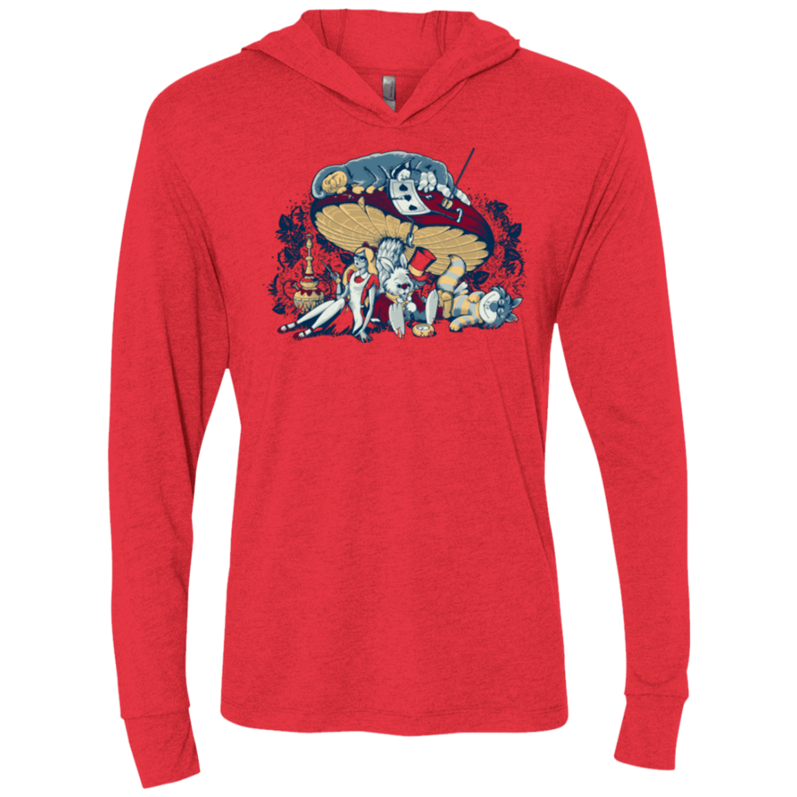 T-Shirts Vintage Red / X-Small STONED IN WONDERLAND Triblend Long Sleeve Hoodie Tee