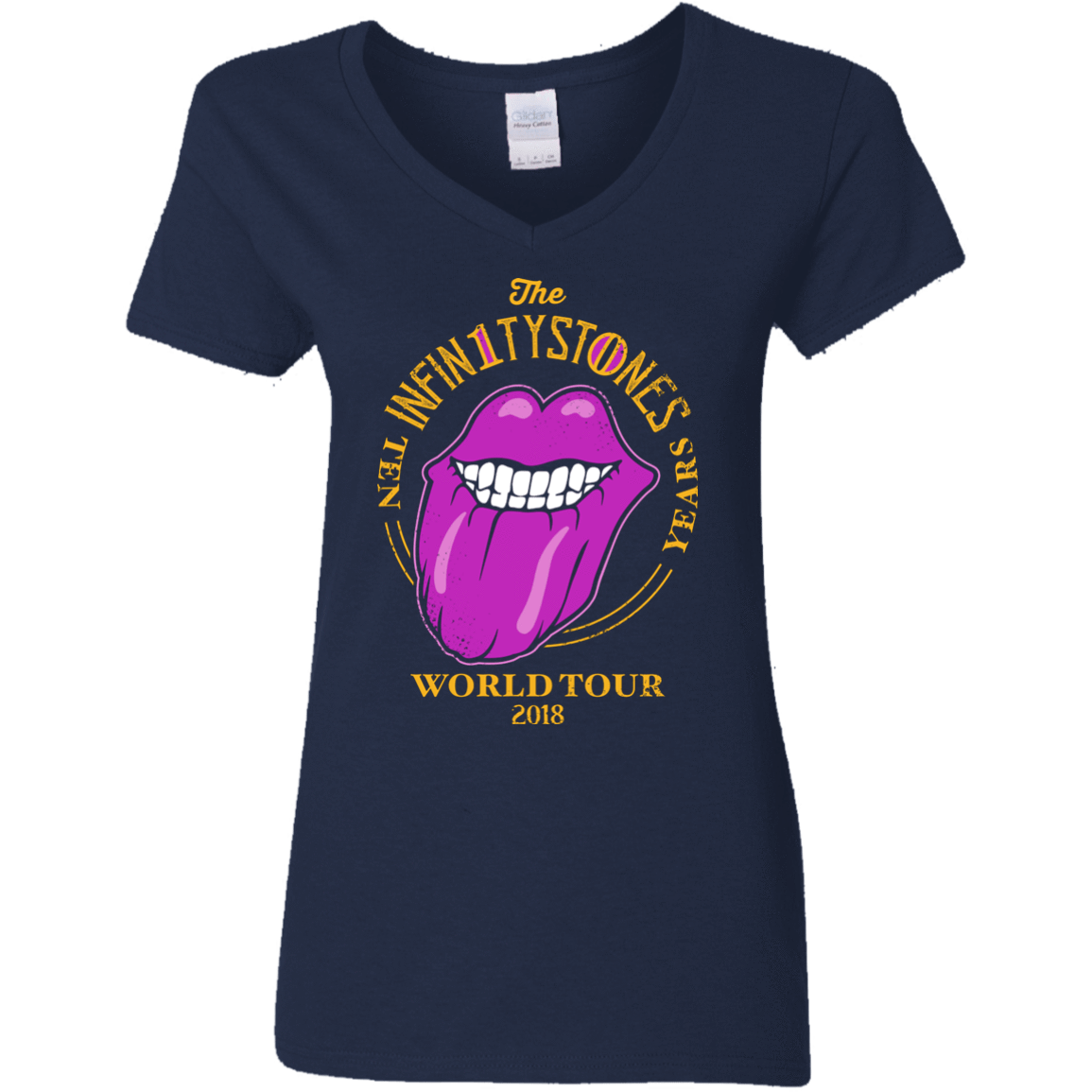 T-Shirts Navy / S Stones World Tour Women's V-Neck T-Shirt