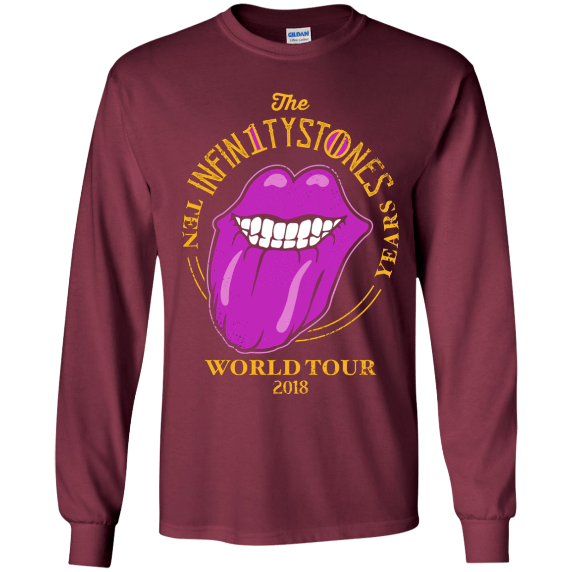 T-Shirts Maroon / YS Stones World Tour Youth Long Sleeve T-Shirt