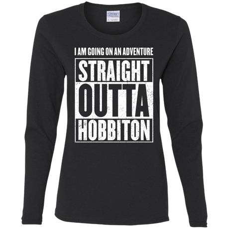 T-Shirts Black / S Straight Outta Hobbiton Women's Long Sleeve T-Shirt