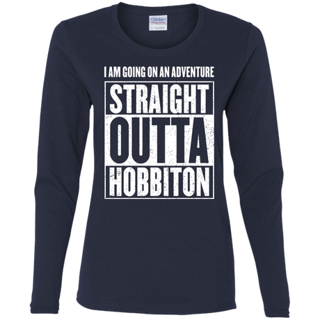 T-Shirts Navy / S Straight Outta Hobbiton Women's Long Sleeve T-Shirt