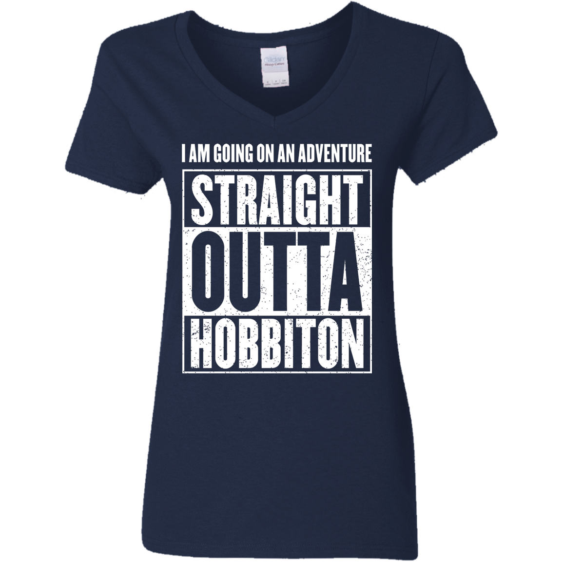 T-Shirts Navy / S Straight Outta Hobbiton Women's V-Neck T-Shirt