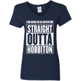 T-Shirts Navy / S Straight Outta Hobbiton Women's V-Neck T-Shirt