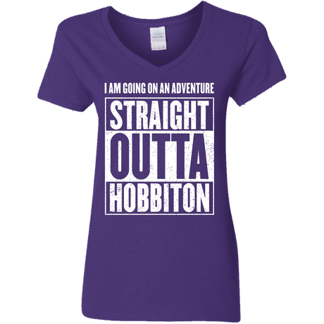 T-Shirts Purple / S Straight Outta Hobbiton Women's V-Neck T-Shirt