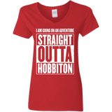 T-Shirts Red / S Straight Outta Hobbiton Women's V-Neck T-Shirt