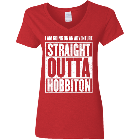 T-Shirts Red / S Straight Outta Hobbiton Women's V-Neck T-Shirt