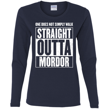 T-Shirts Navy / S Straight Outta Mordor Women's Long Sleeve T-Shirt
