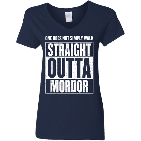 T-Shirts Navy / S Straight Outta Mordor Women's V-Neck T-Shirt