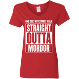 T-Shirts Red / S Straight Outta Mordor Women's V-Neck T-Shirt