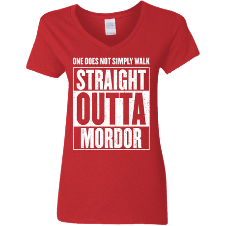 T-Shirts Red / S Straight Outta Mordor Women's V-Neck T-Shirt