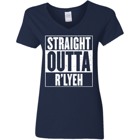 T-Shirts Navy / S Straight Outta R'lyeh Women's V-Neck T-Shirt