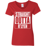 T-Shirts Red / S Straight Outta R'lyeh Women's V-Neck T-Shirt