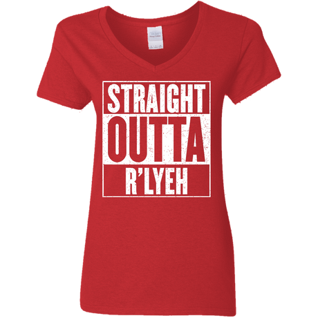 T-Shirts Red / S Straight Outta R'lyeh Women's V-Neck T-Shirt